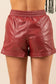 Red Faux Leather Casual Shorts