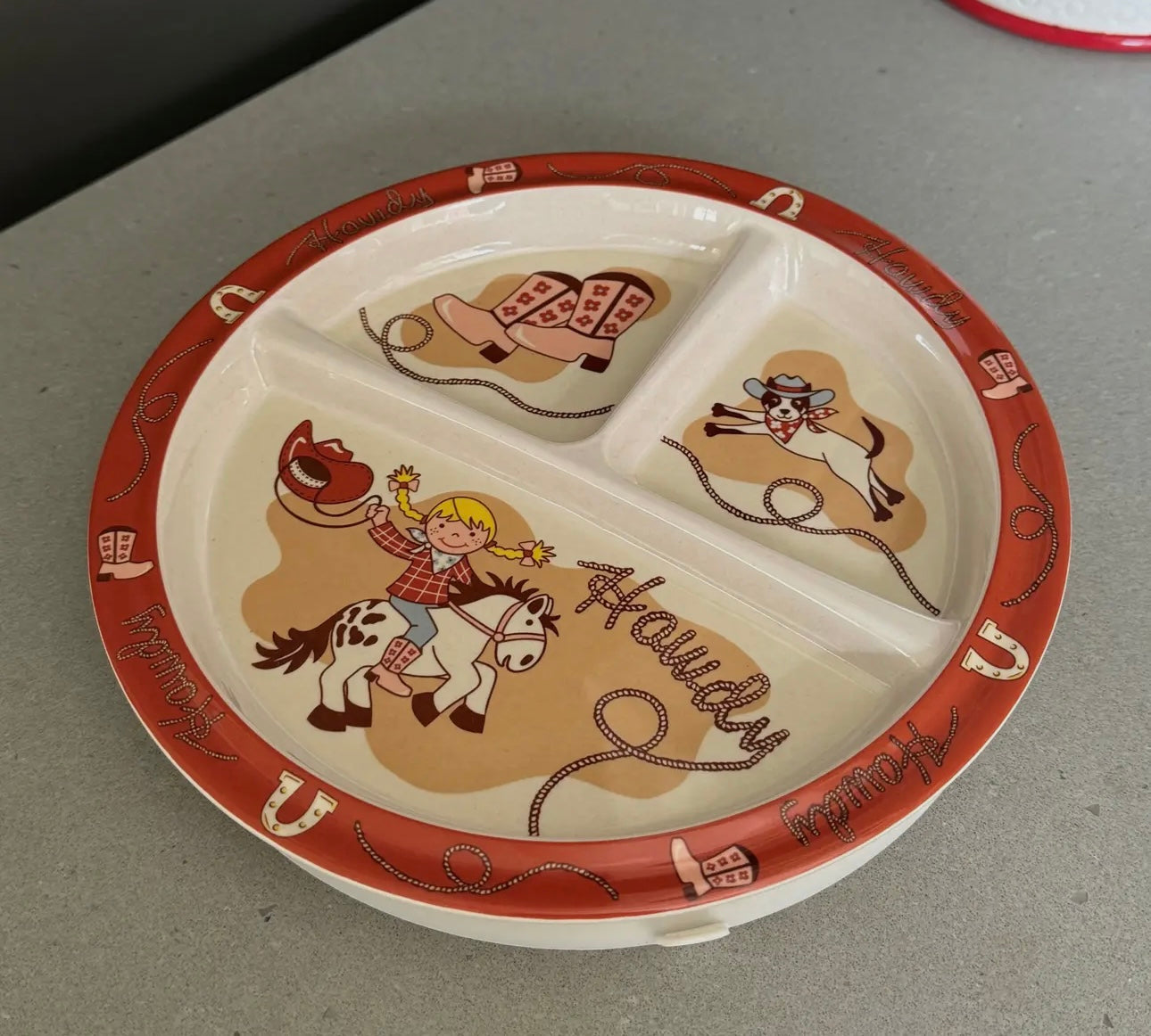 Howdy Cowgirl Divided Plate