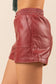 Red Faux Leather Casual Shorts