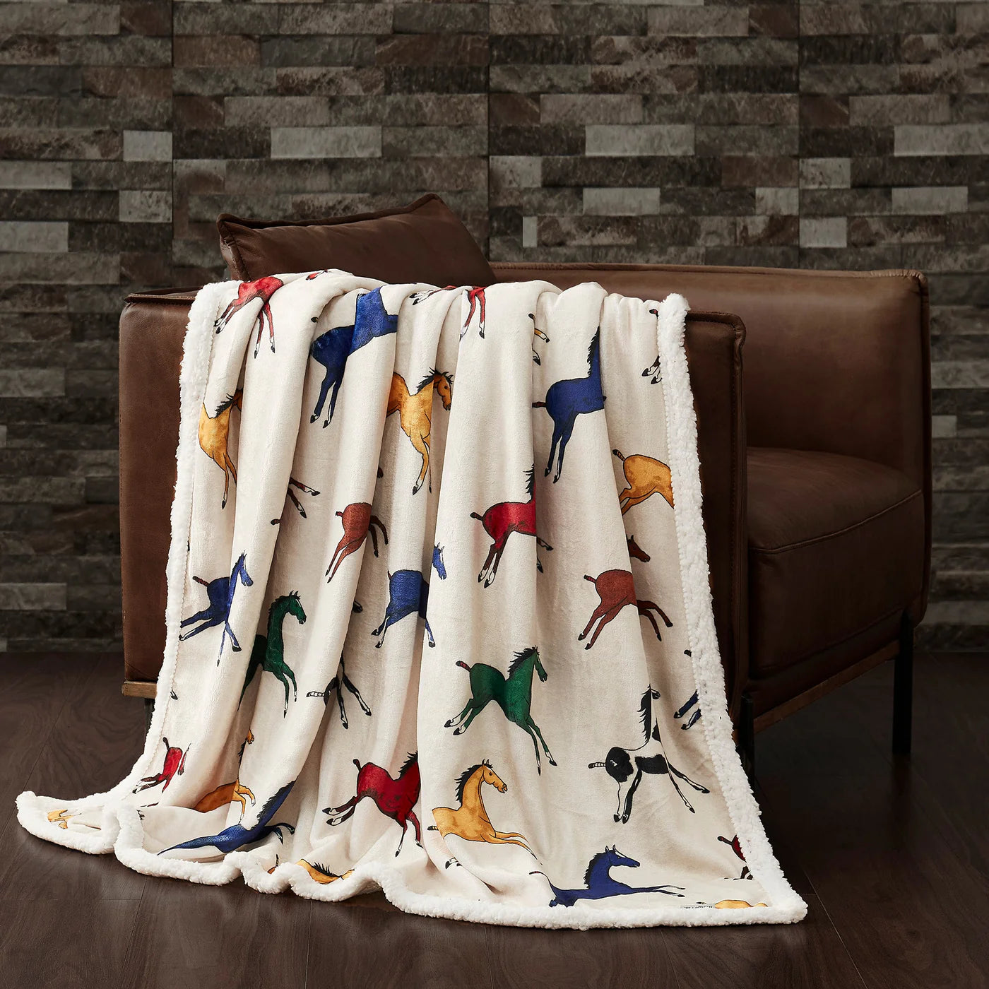 Wild Horses Sherpa Throw