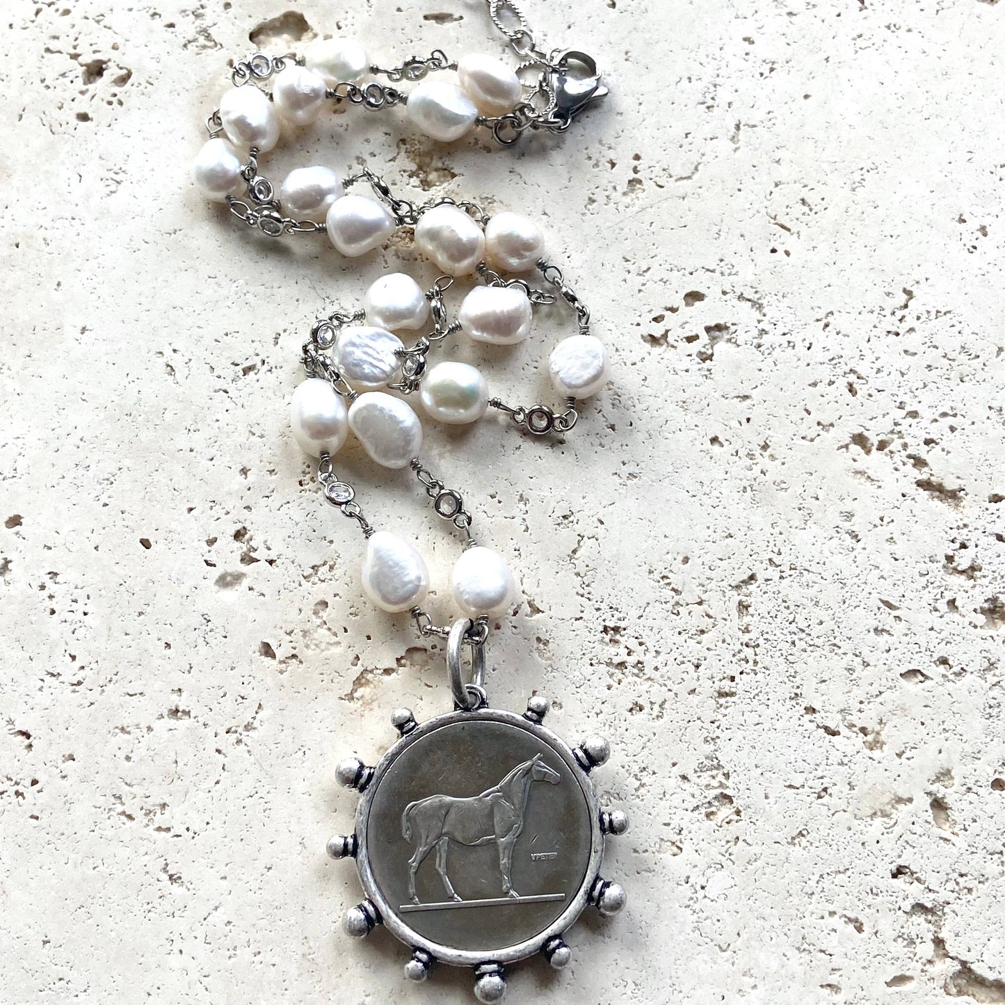 Freshwater Pearl Horse Necklace