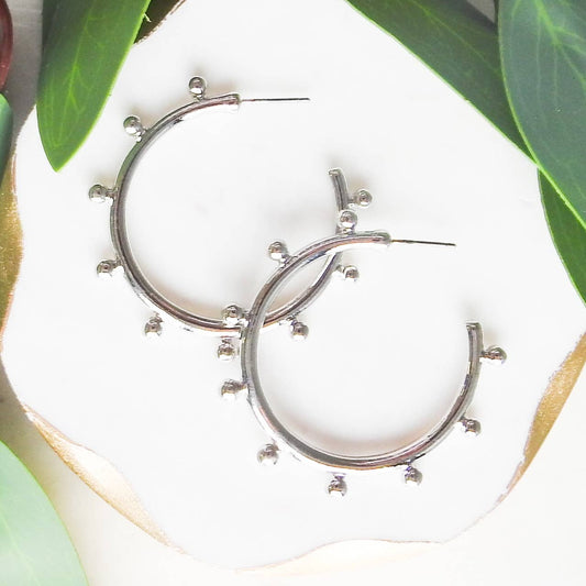 Silver Dot Hoop Earrings