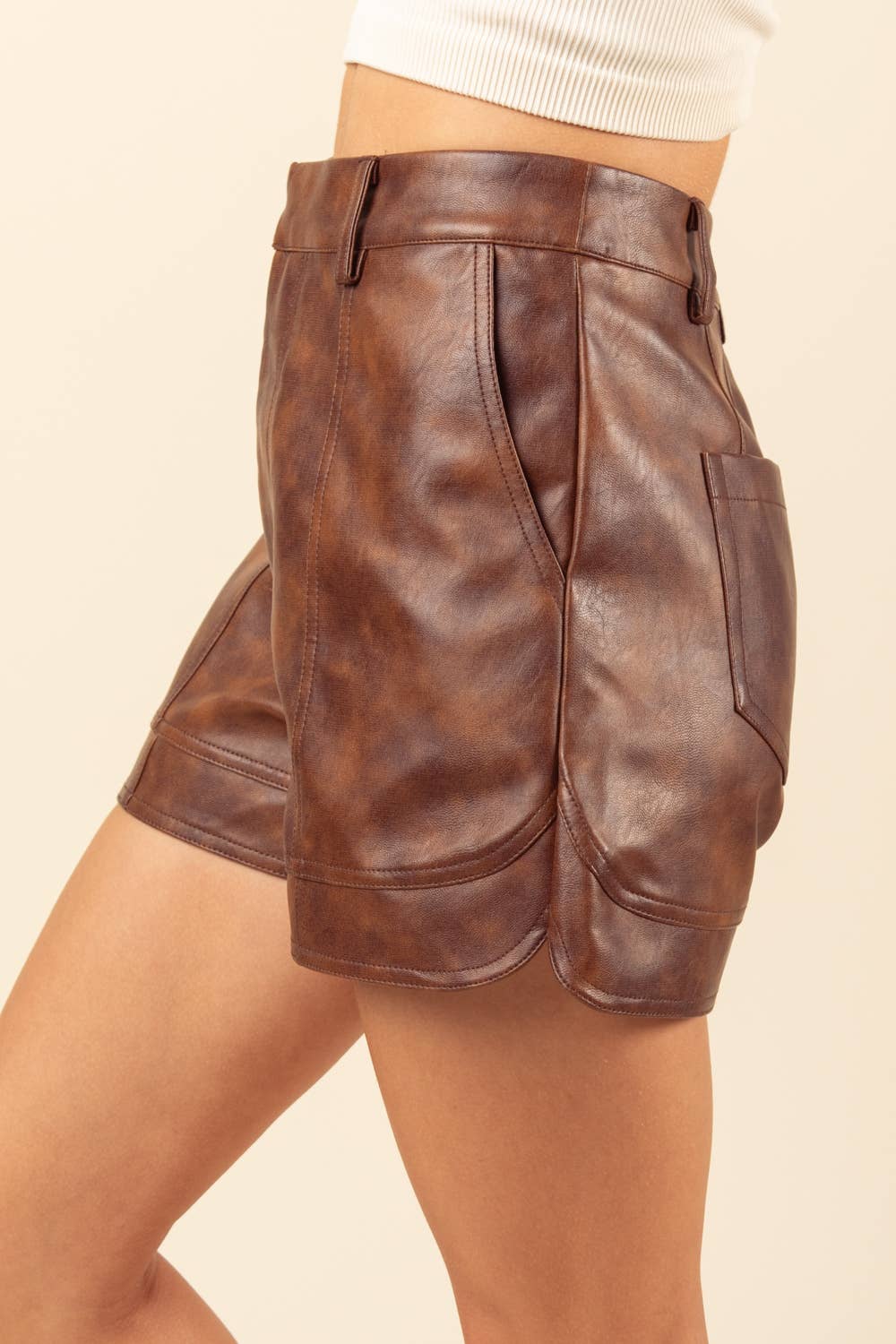 Faux Leather High Waist Shorts