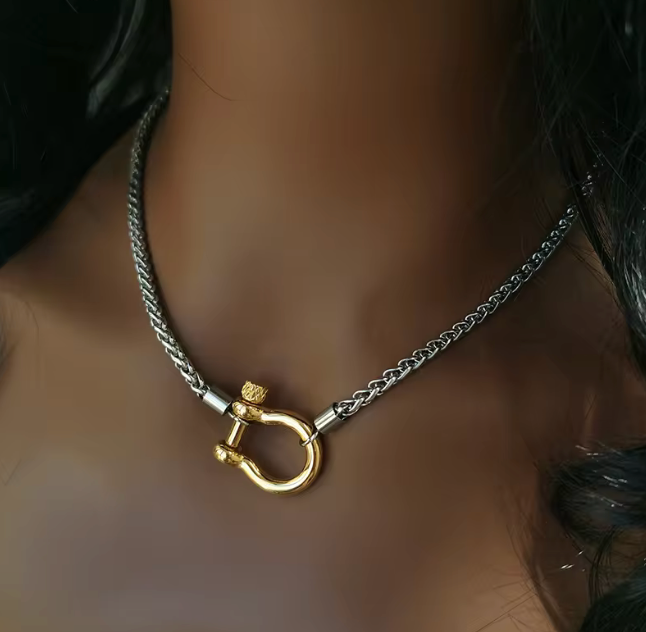 Horse Bit Lock Chain Necklace