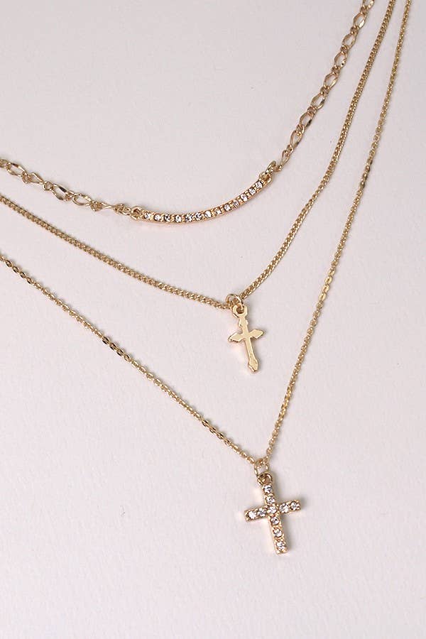 Multi-Layer Double Cross Necklace